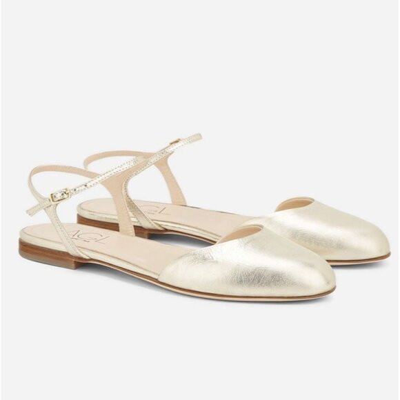 AGL Attilio Giusti Leombruni Milly Ankle Strap Flats in Gold  Size 36.5 / US 6.5 - Picture 1 of 13